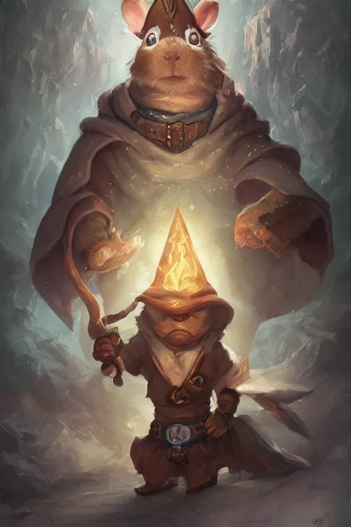 Prompt: cute little anthropomorphic Guinea Pig Mage using Ice Magic, tiny, small, short, Wizard robe, cute and adorable, pretty, beautiful, DnD character art portrait, matte fantasy painting, DeviantArt Artstation, by Jason Felix by Steve Argyle by Tyler Jacobson by Peter Mohrbacher, cinematic lighting