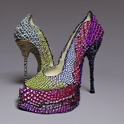 Image similar to high heel shoes in the style of gaudi, highly detailed, studio lighting