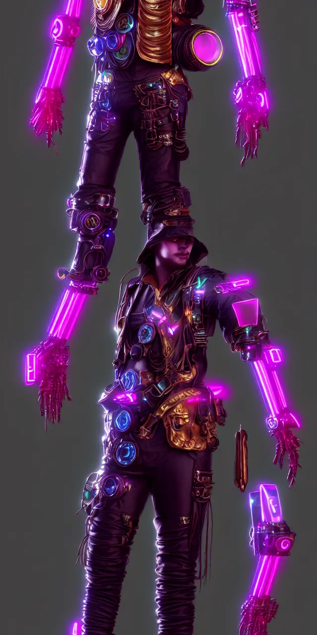 Prompt: max chroma the steampunk synthwave cybergod of color hues, fantasy superhero cinematic movie character concept, photorealistic unreal engine, by max chroma on artstation