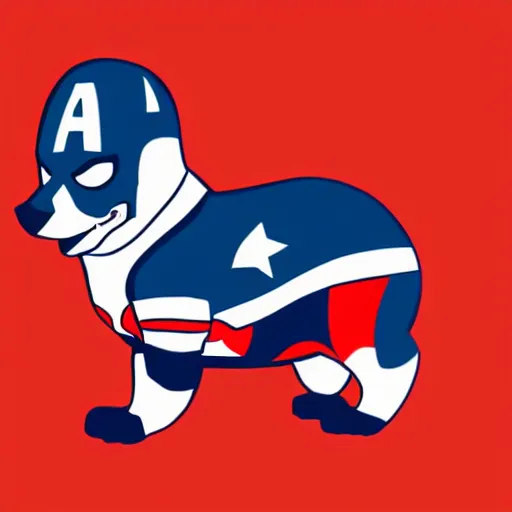 Prompt: captain america corgi, vector art, behance