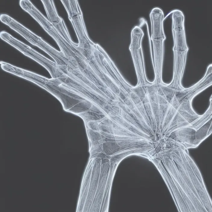 Prompt: xray of human hand