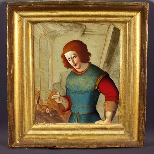 Prompt: 1 3 th century oil painting of ronald mcdonald castle