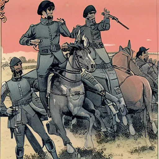 Image similar to cavalry of Robert E Lee, in the comic Tunique Bleues (1992)