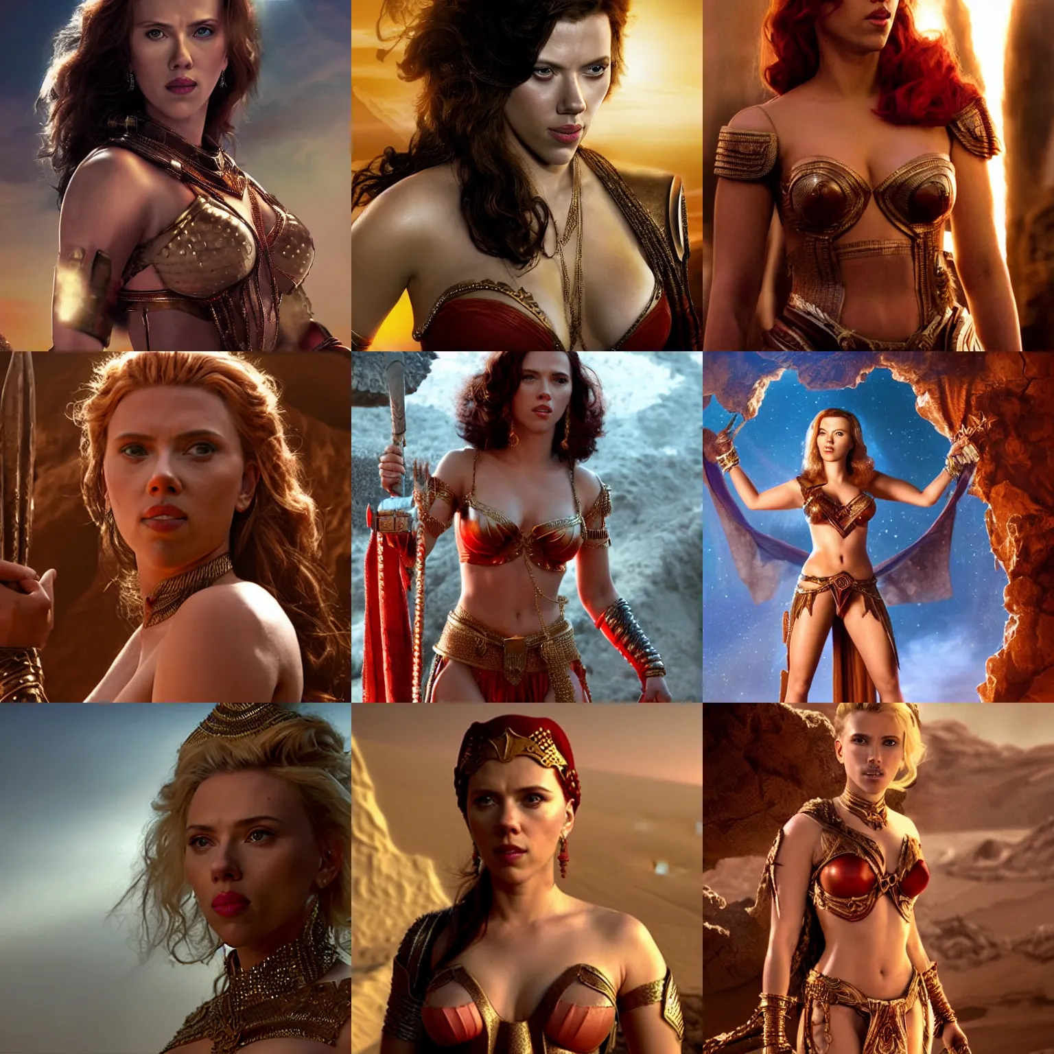 Prompt: scarlett johansson as dejah thoris on mars