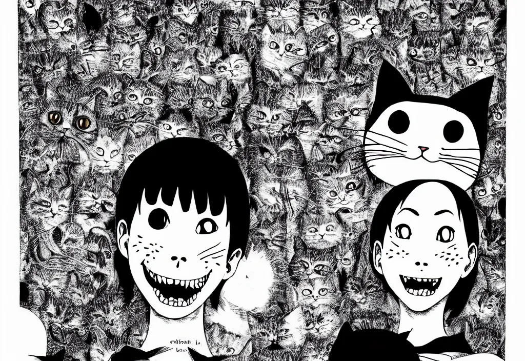 Image similar to smiling cat by junji ito