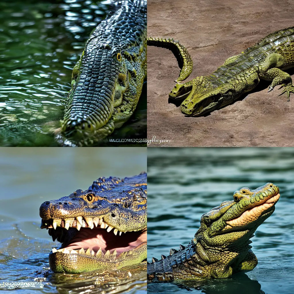 Prompt: Professional Photography Of A Exotic Never Before Seen Crocodile ,4K, Photorealistic, Extremely Detailed