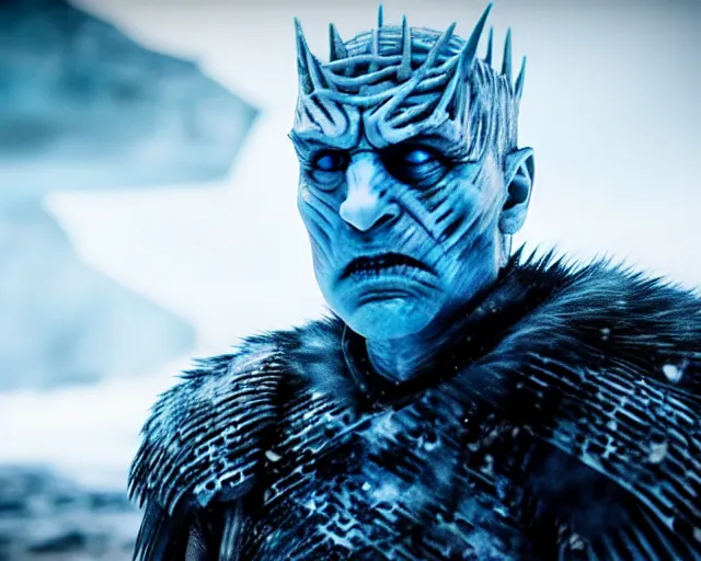 Image similar to clear ice block as night king in game of thrones, 4 k, epic, cinematic, focus, movie still, fantasy, extreme detail, atmospheric, dark colour, sharp focus