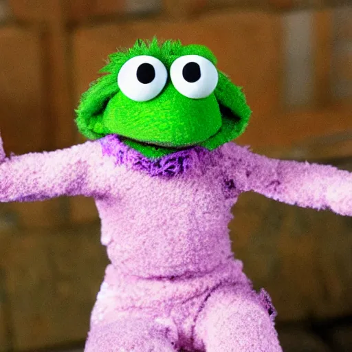 Prompt: a muppet made of mold