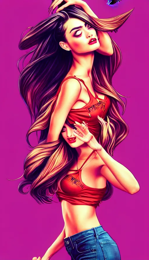 Image similar to in the style of artgerm, girl drinks monster energy, phoebe tonkin, hair blowing, full body, intricate filagree, no hands showing, warm colors, cool offset colors