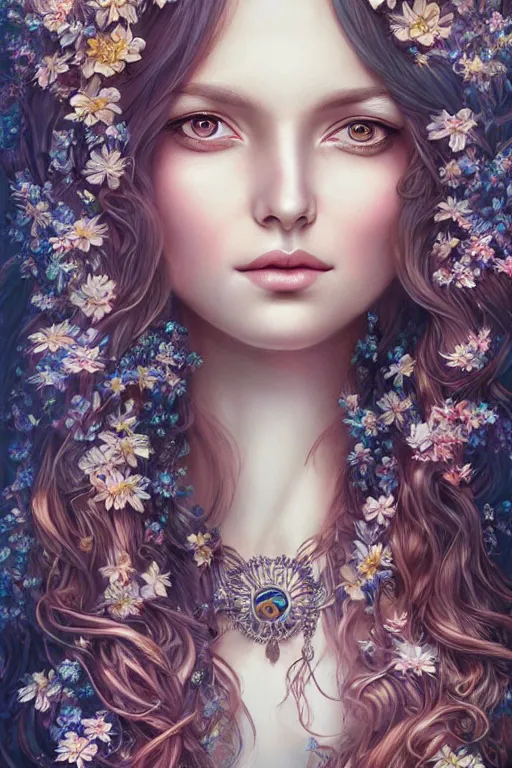 Image similar to portrait of beautiful goddess , 8k, highly detailed, sharp, realistic, in style of Anna Dittmann