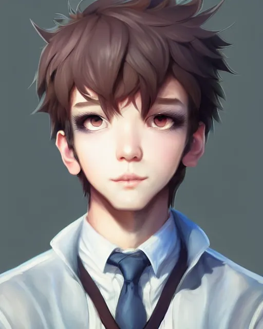 Image similar to character concept art of a cute young male anthropomorphic furry | | cute - fine - face, pretty face, key visual, realistic shaded perfect face, fine details by stanley artgerm lau, wlop, rossdraws, james jean, andrei riabovitchev, marc simonetti, and sakimichan, trending on artstation