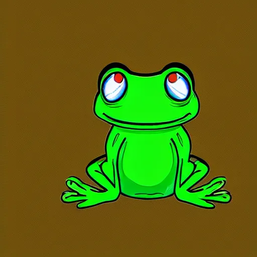 Prompt: green autistic frog cartoon digital art