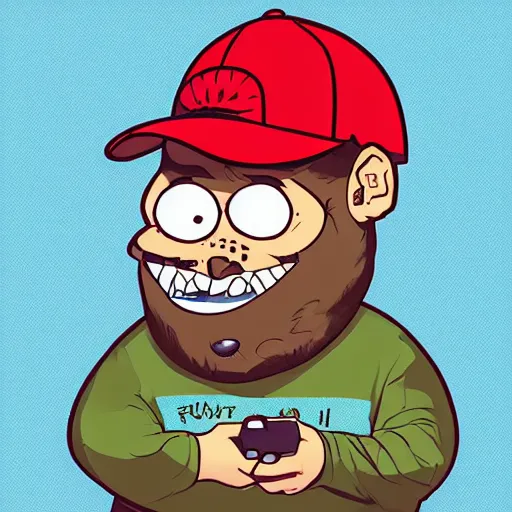 Prompt: A comic illistrative profile picture of a fat round spikey blowfish wearing a trucker hat and a wry smirk by Asaf Hanuka trending on artstation