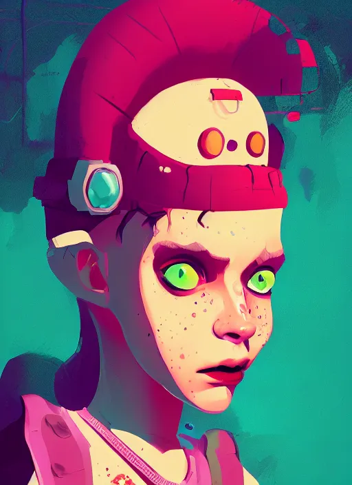 Image similar to a portrait of a pretty sewer punk young lady by james gilleard