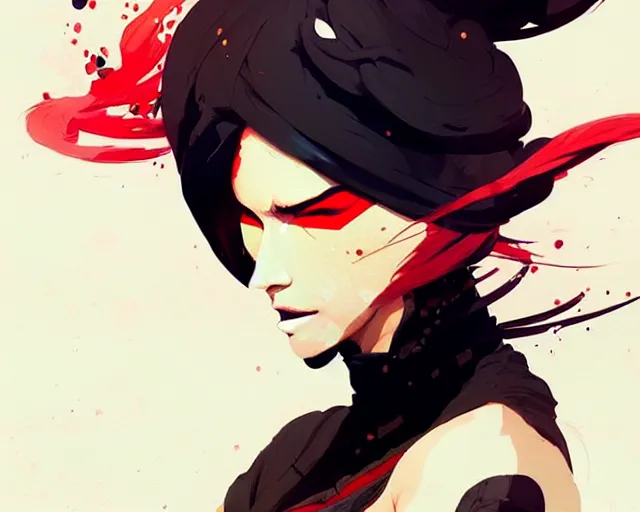 Image similar to a ultradetailed beautiful panting of a stylish woman ninja, by conrad roset, greg rutkowski and makoto shinkai, trending on artstation