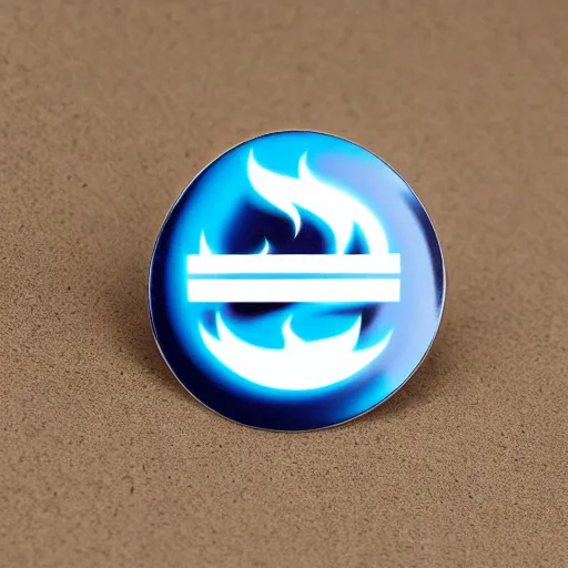 Prompt: a photo of a retro 8 0 s minimalistic clean fire flame warning enamel pin, studio lighting, behance