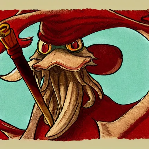 Prompt: harpy squid wearing a fez wielding a sword, realistic, very detailed, intricate, 8k res