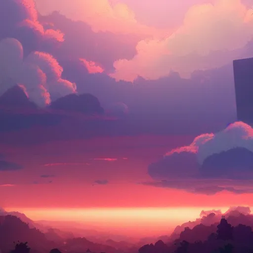 Prompt: a pink house in the sky, clouds, lush, studio ghibli, sylvain sarrailh, cinematic light, majestic, concept art, volumetric lighting, magic atmospheric, 8 k, wide angle, epic composition, award winning, artstation