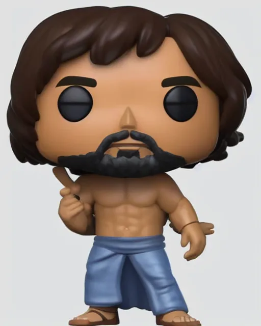 Image similar to full body 3d render of Jesus as a funko pop, studio lighting, white background, blender, trending on artstation, 8k, highly detailed