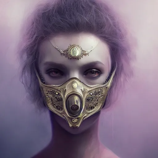 Image similar to Very very very very highly detailed epic central composition studio photography of face with venetian mask, intricate, dystopian, sci-fi, extremely detailed, digital painting, artstation, concept art, smooth, sharp focus, illustration, intimidating lighting, incredible art by Anna Dittmann