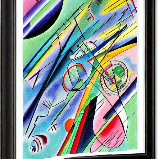 Image similar to a 3d shaded illustration of abstract sketch by Kandinsky