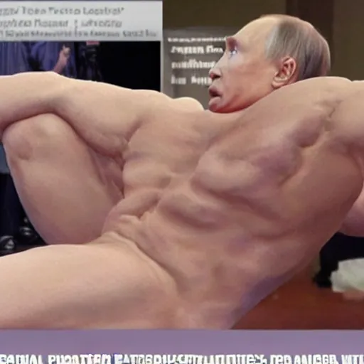 Image similar to a picture of putin, putin has legs the size of a baby's legs, hes wearing a diaper, super detailed, hyper realistic.