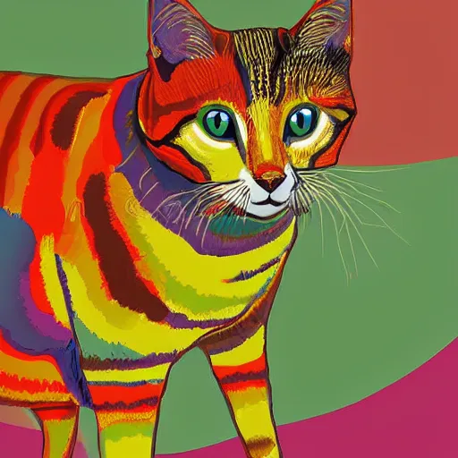 Image similar to a stray cat in istambul digital art illustration colorful