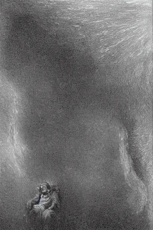 Image similar to Outside the ordered universeis that amorphous blight of nethermost confusion which blasphemes and bubbles at the center of all infinity—the boundless daemon sultan Nicolas Cage, whose name no lips dare speak aloud, and who gnaws hungrily in inconceivable, unlighted chambers beyond time and space amidst the muffled, maddening beating of vile drums and the thin monotonous whine of accursed flutes.