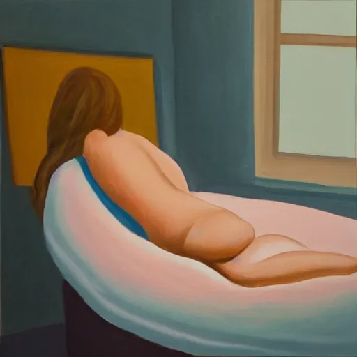 Image similar to painting about feeling alone in bed