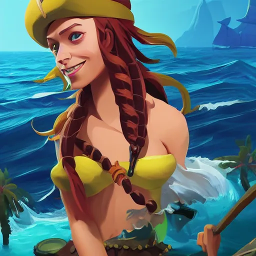 Image similar to painting jack the pirate mermaid on sea of thieves game avatar hero smooth face median photoshop filter cutout vector behance hd by jesper ejsing, by rhads, makoto shinkai and lois van baarle, ilya kuvshinov, rossdraws, illustration, art by ilya kuvshinov and gustav klimt