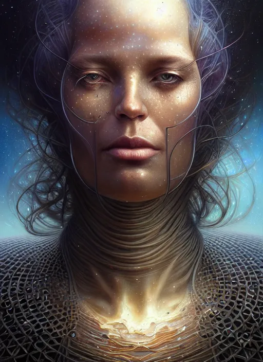 Prompt: closeup portrait shot of cosmic thoughts in a scenic dystopian environment, intricate, elegant, highly detailed, centered, digital painting, artstation, concept art, smooth, sharp focus, illustration, artgerm, tomasz alen kopera, peter mohrbacher, donato giancola, joseph christian leyendecker, wlop, boris vallejo