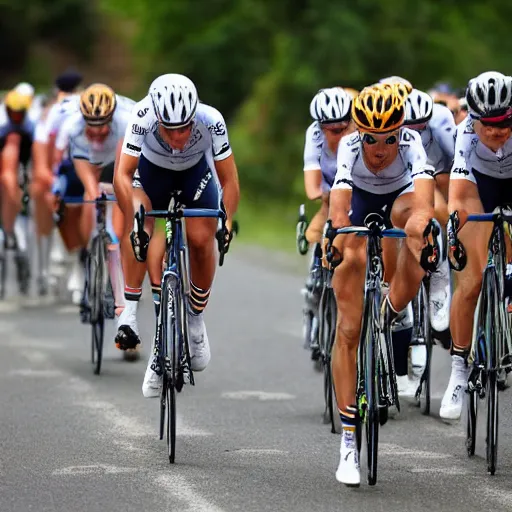 Prompt: bears, ostriches, and kangaroos competing in the Tour de France, sports photography