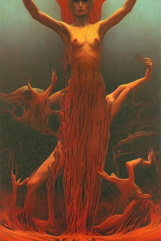 Image similar to an amazing masterpiece of art by gerald brom, Zdzisław Beksiński, force