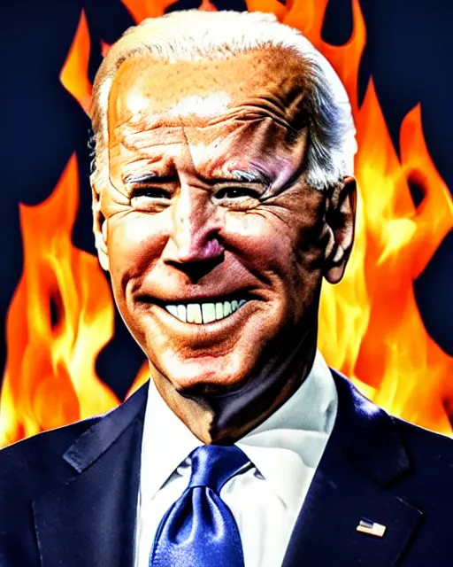 Image similar to joe biden made of fire