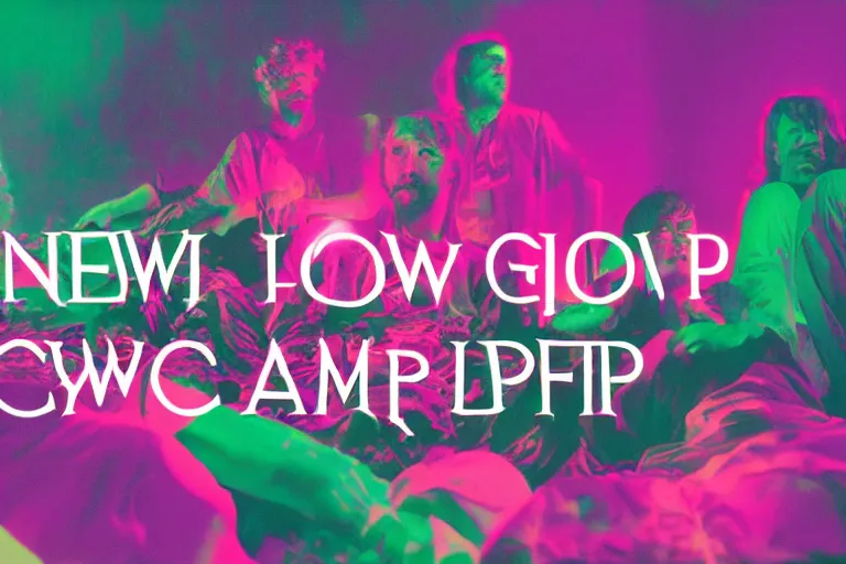 Image similar to new glowing camp life album cover, film, gradient