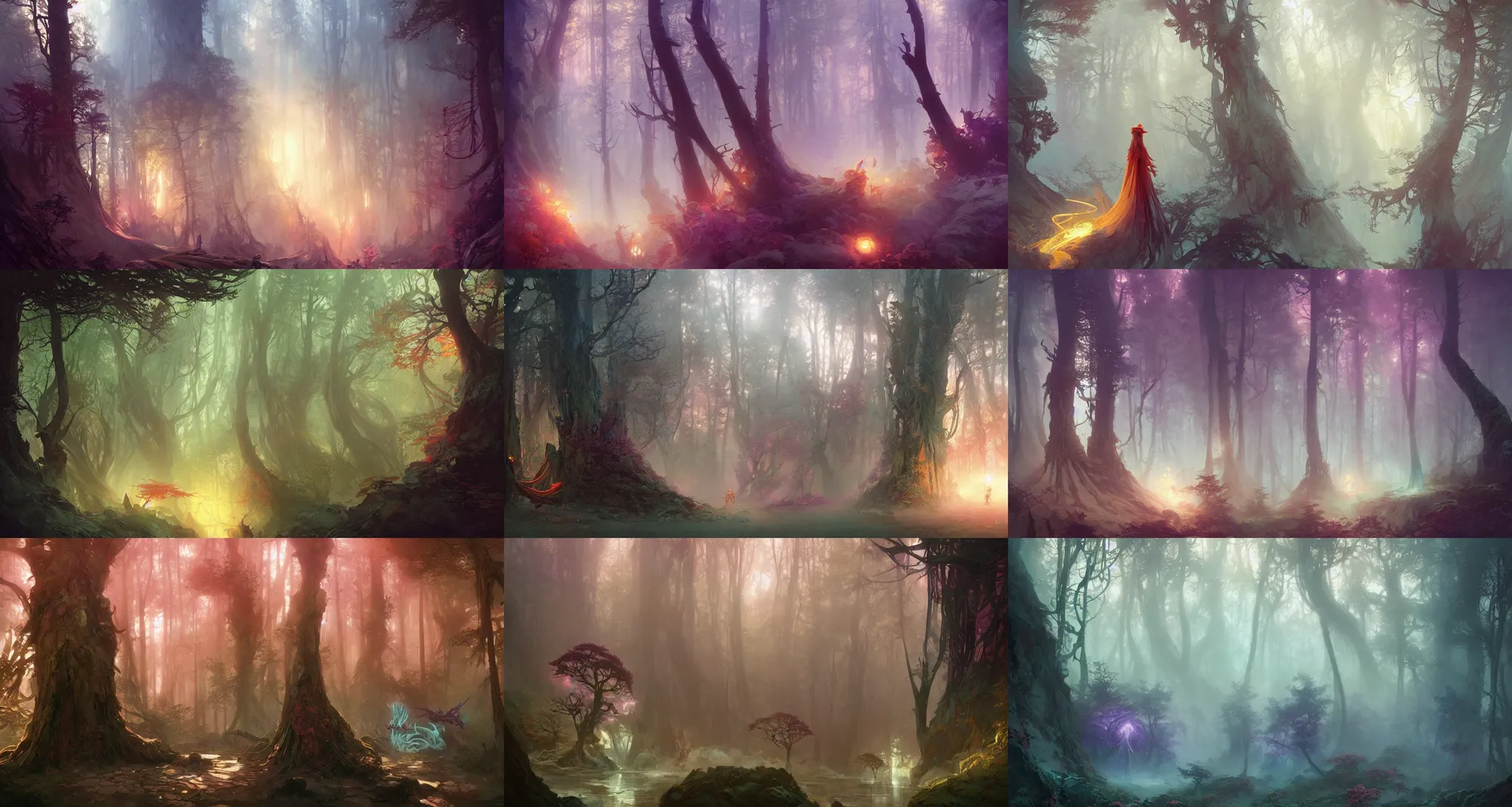 Image similar to mystical forest, fantasy, art by finnian macmanus, ross tran, peter mohrbacher, reza afshar, ivan aivazovsky, marc simonetti, victo ngai, alphonse mucha