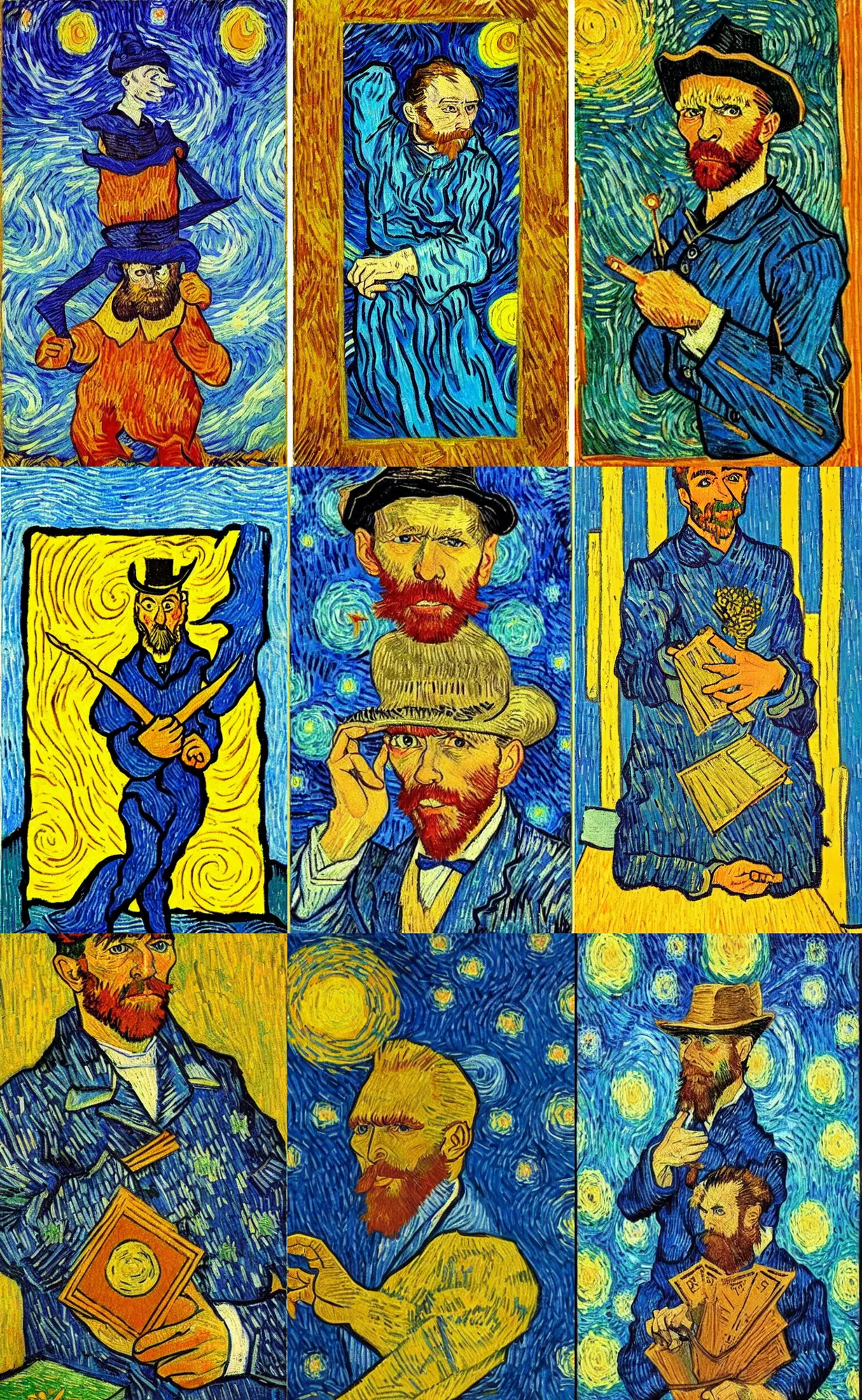 Prompt: tarot card the magician in the style of van gogh, post - impressionism, high quality