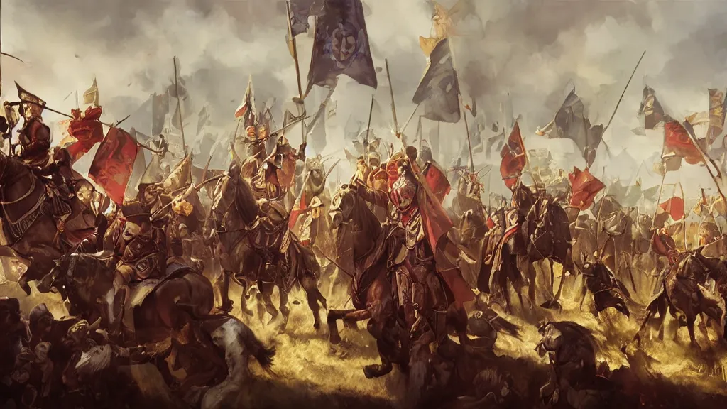 Prompt: william the conqueror and his army arrive at mcdonalds, mcdonalds mcdonalds, painting by yuumei, bayard wu, wlop, tim white, ross tran, 4 k