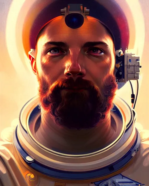 Prompt: portrait of zeus as an astronaut, intricate, highly detailed, digital painting, artstation, concept art, smooth, sharp focus, illustration, art by artgerm and greg rutkowski and alphonse mucha