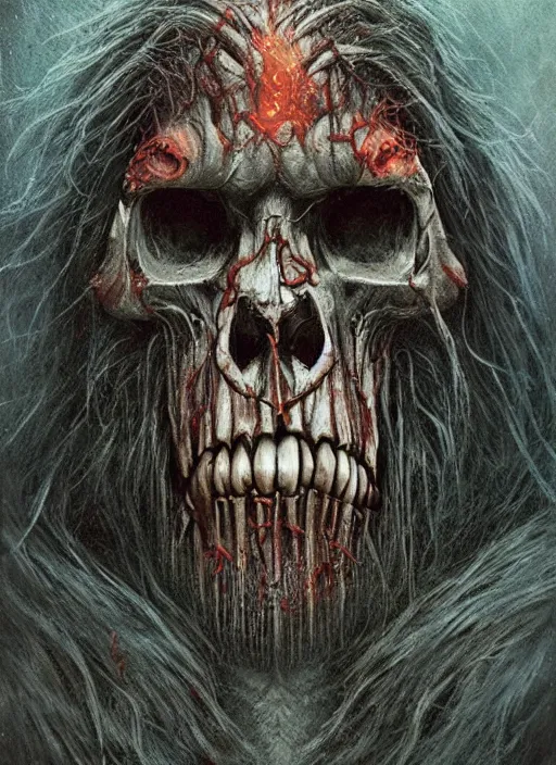 Image similar to bigfoot death tarot card, highly detailed, half skull face, cinematic, 8 k, by stanley artgermm, tom bagshaw, greg rutkowski, carne griffiths, ayami kojima, beksinski, giger, trending on deviantart, hyper detailed, horror, full of colour