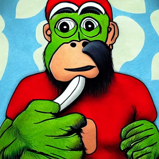 Image similar to ape love pepe