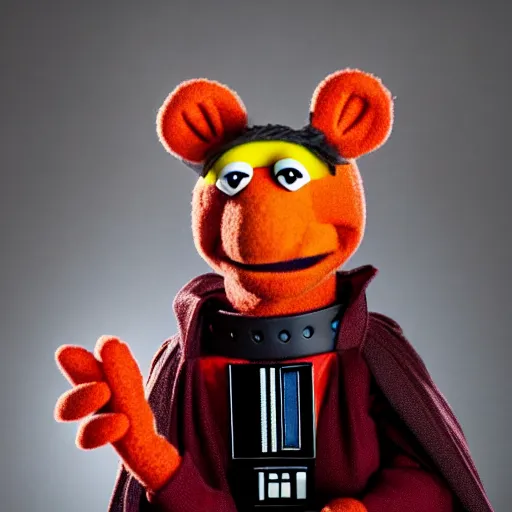 Image similar to studio portrait still of muppet!!!!! darth maul!!!!!! as a muppet as a muppet, 8 k, studio lighting, key light,