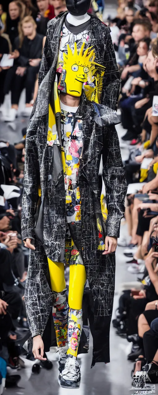 Image similar to hyperrealistic and heavy detailed balenciaga runway show of bart simpson , Leica SL2 50mm, vivid color, high quality, high textured