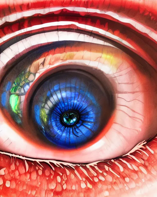 Image similar to illustration of an eye with a spiral in it, hypnotic spiral, digital art, extreme detail, realistic lighting, cinematic composition, concept art, sharp focus, colorful, photorealistic eyes, 8 k