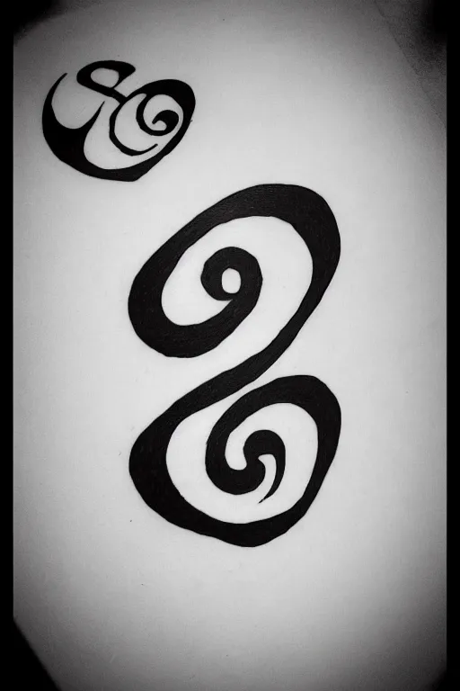 Image similar to a simple tattoo design of flying birds in a 8 shape spiral, black ink, logo