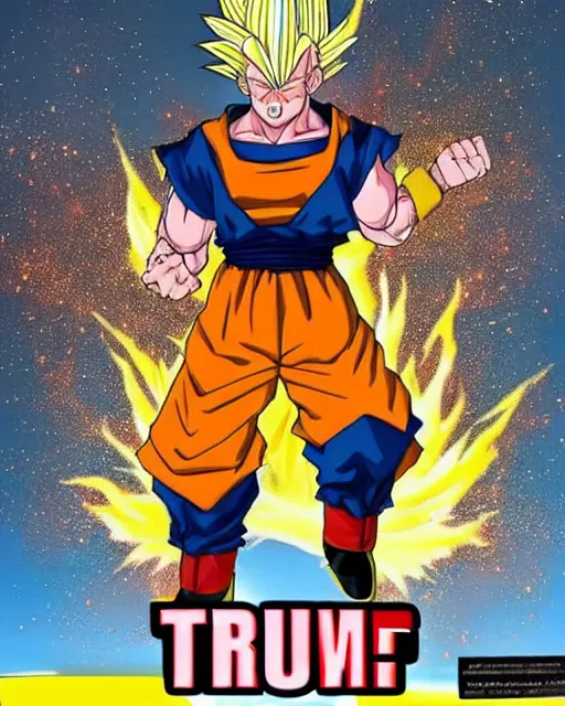 Image similar to super saiyan donald trump