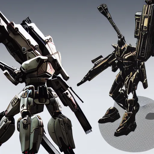 Prompt: cinematic still in ps 5 armoredcore 6, one slim full body ornate armored core with sci - fi rifle arms by fujioka kenki and by mamoru nagano,