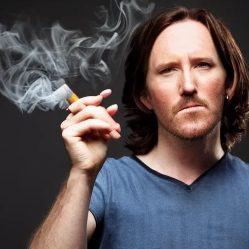 Image similar to close up portrait of matthew mercer smoking a cigarette