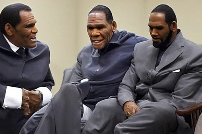 Image similar to kenneth copeland and r kelly in jail behind bars