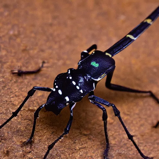 Image similar to giraffe weevil, macro photography, high quality, 8 k